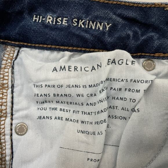 American Eagle HIGH RISE SKINNY Jeans Women’s 4 Regular Dark Wash Stretch Denim - Picture 7 of 10